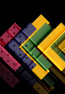 Renkli üçgenler ve oklar koyu arka plan üzerinde