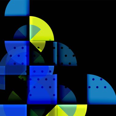 Siyah arka plan üzerine daire öğeleri