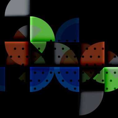 Siyah arka plan üzerine daire öğeleri