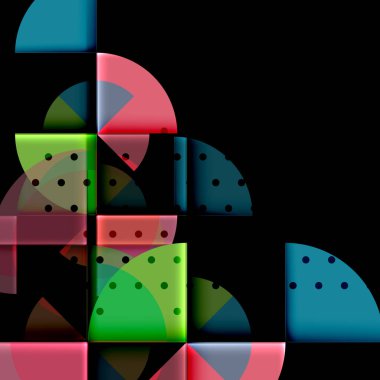 Siyah arka plan üzerine daire öğeleri