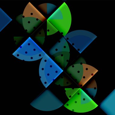 Siyah arka plan üzerine daire öğeleri