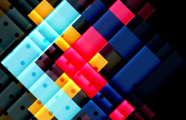 Renkli üçgenler ve oklar koyu arka plan üzerinde