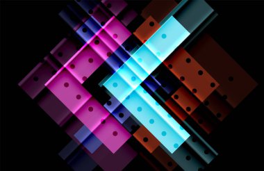 Renkli üçgenler ve oklar koyu arka plan üzerinde