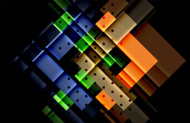 Renkli üçgenler ve oklar koyu arka plan üzerinde