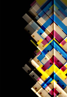 Renkli üçgenler ve oklar koyu arka plan üzerinde