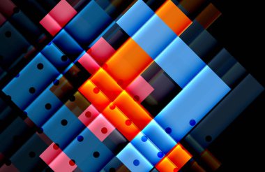 Renkli üçgenler ve oklar koyu arka plan üzerinde