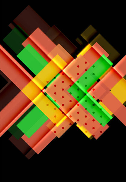 Цветные треугольники и стрелки на темном фоне
