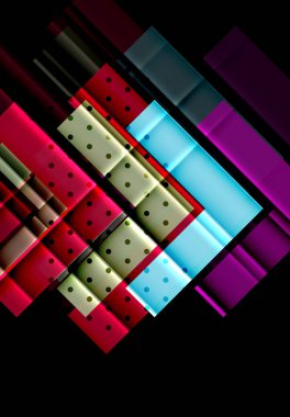 Renkli üçgenler ve oklar koyu arka plan üzerinde