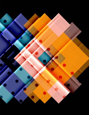 Renkli üçgenler ve oklar koyu arka plan üzerinde