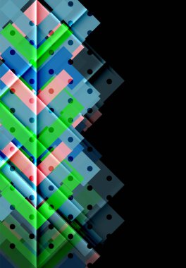 Renkli üçgenler ve oklar koyu arka plan üzerinde