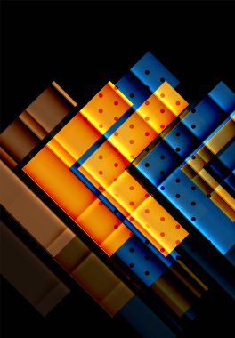 Renkli üçgenler ve oklar koyu arka plan üzerinde