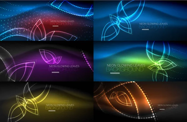 Set neon laat abstracte achtergronden — Stockvector