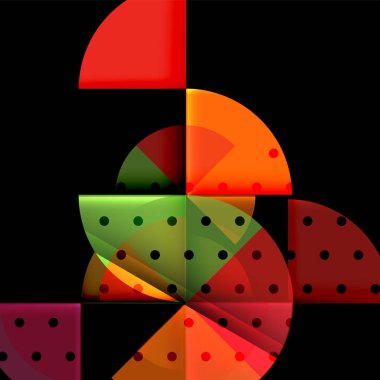 Siyah arka plan üzerine daire öğeleri