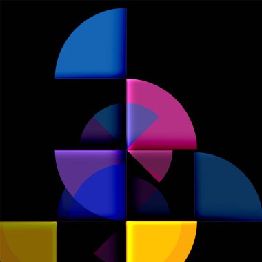 Siyah arka plan üzerine daire öğeleri