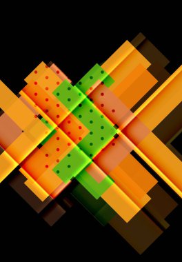 Renkli üçgenler ve oklar koyu arka plan üzerinde
