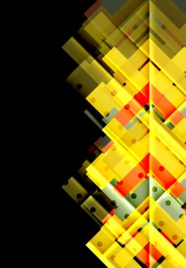 Renkli üçgenler ve oklar koyu arka plan üzerinde