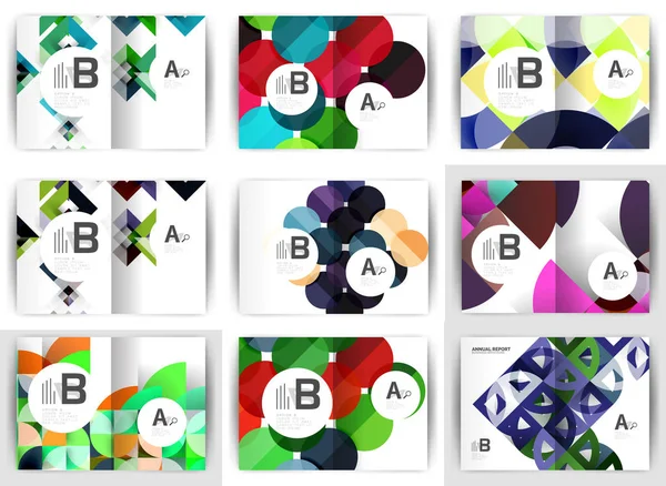 Modèles de brochures A4, conception géométrique, ensemble d'arrière-plans — Image vectorielle