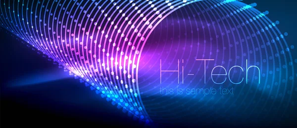 Hi-tech futurisztikus techno háttér, neon formák és pontok — Stock Vector