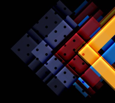 Siyah arka plan üzerinde renkli oklar