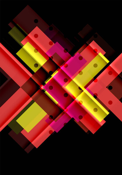 Цветные треугольники и стрелки на темном фоне
