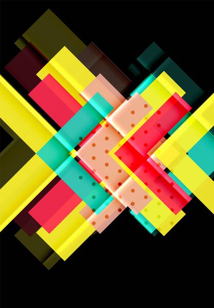 Цветные треугольники и стрелки на темном фоне
