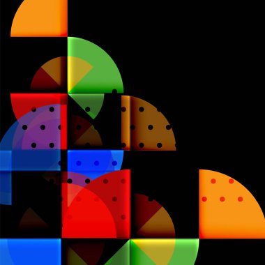 Siyah arka plan üzerine daire öğeleri