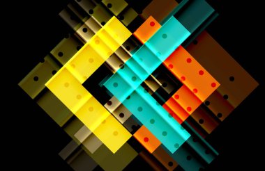 Renkli üçgenler ve oklar koyu arka plan üzerinde