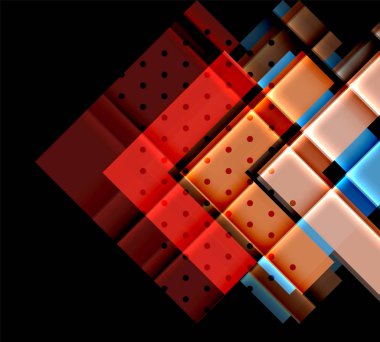 Renkli üçgenler ve oklar koyu arka plan üzerinde