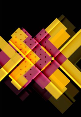 Renkli üçgenler ve oklar koyu arka plan üzerinde