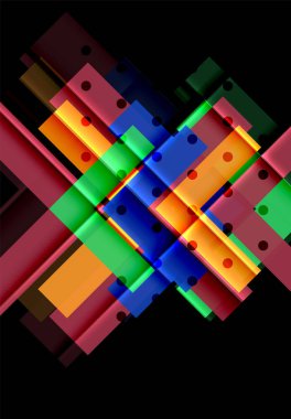 Renkli üçgenler ve oklar koyu arka plan üzerinde