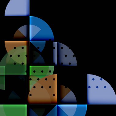 Siyah arka plan üzerine daire öğeleri