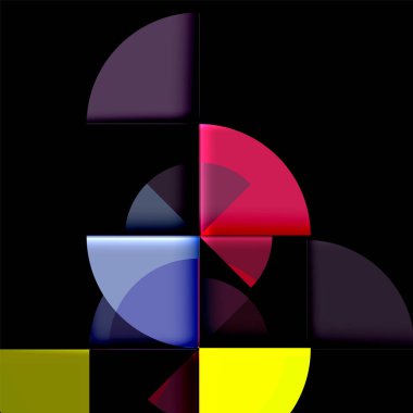 Siyah arka plan üzerine daire öğeleri