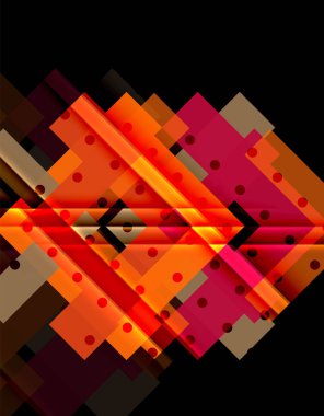 Renkli üçgenler ve oklar koyu arka plan üzerinde