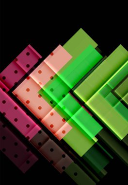 Renkli üçgenler ve oklar koyu arka plan üzerinde