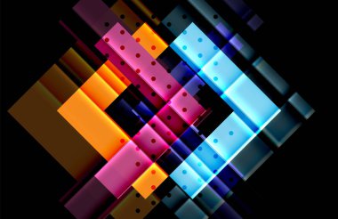 Renkli üçgenler ve oklar koyu arka plan üzerinde