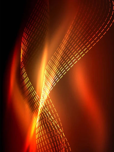 Elegantes rayas de neón que fluyen, ondas suaves con efectos de luz — Archivo Imágenes Vectoriales