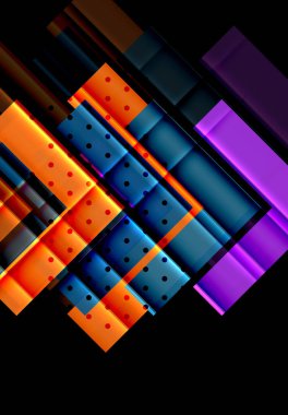 Renkli üçgenler ve oklar koyu arka plan üzerinde