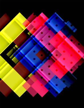 Renkli üçgenler ve oklar koyu arka plan üzerinde