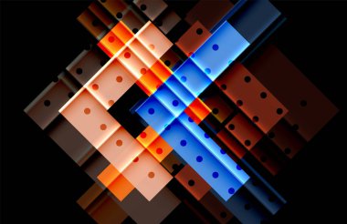 Renkli üçgenler ve oklar koyu arka plan üzerinde