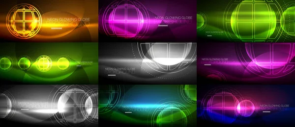 Set of techno earth planet concept backgrounds, global idea — Stock Vector
