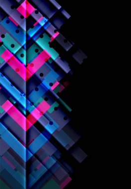 Renkli üçgenler ve oklar koyu arka plan üzerinde