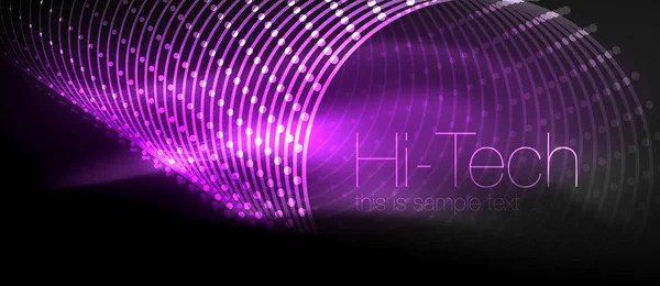 Hi-Tech futuristické techno pozadí, neon tvary a tečky — Stockový vektor