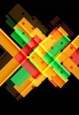 Renkli üçgenler ve oklar koyu arka plan üzerinde
