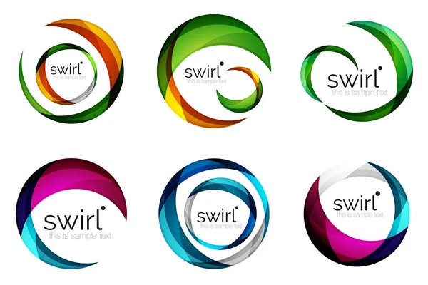Set swirl cirkels abstract vector iconen. Cirkel, helix, rotatie, spiraal beweging concepten — Stockvector