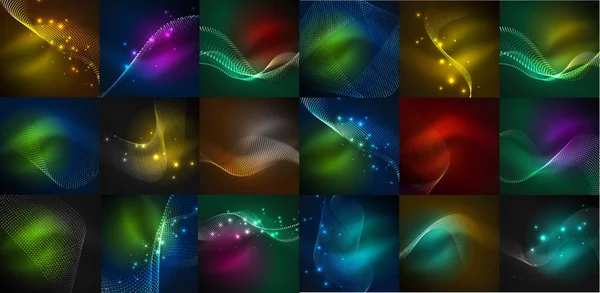 ネオン輝く光の抽象的な背景コレクション — ストックベクタ