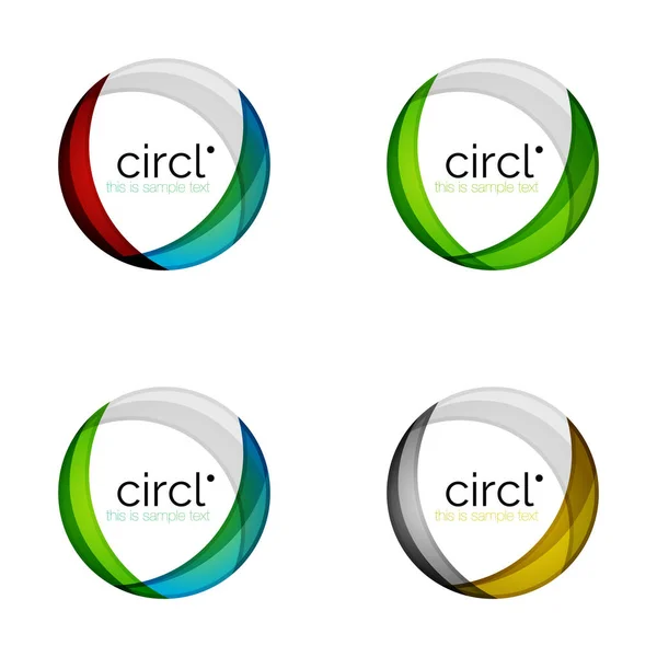 Circle logo collection. Transparent overlapping swirl shapes — Stock Vector