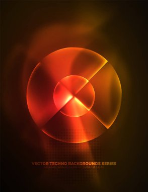 Yuvarlak parlak neon şekiller, techno arka plan