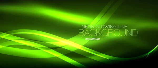 Neon zöld, elegáns, sima wave vonalak digitális absztrakt háttér — Stock Vector