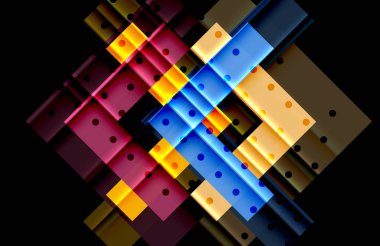 Renkli üçgenler ve oklar koyu arka plan üzerinde