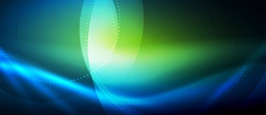 Parlayan dalga neon akan eğri arka plan vektör